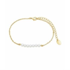14K Yellow Gold Plated Imitation Pearl Beaded Bracelet